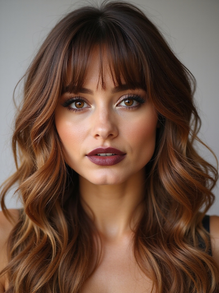 long layered hair wispy bangs