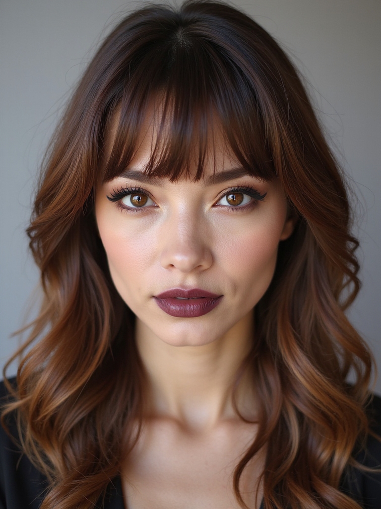 long layered wolfcut with bangs