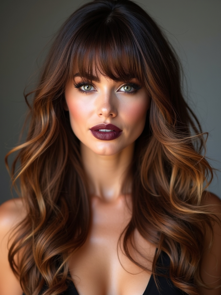 long layers with sidebangs