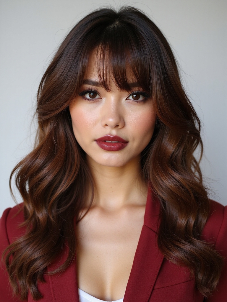 long sweeping cheek grazing bangs