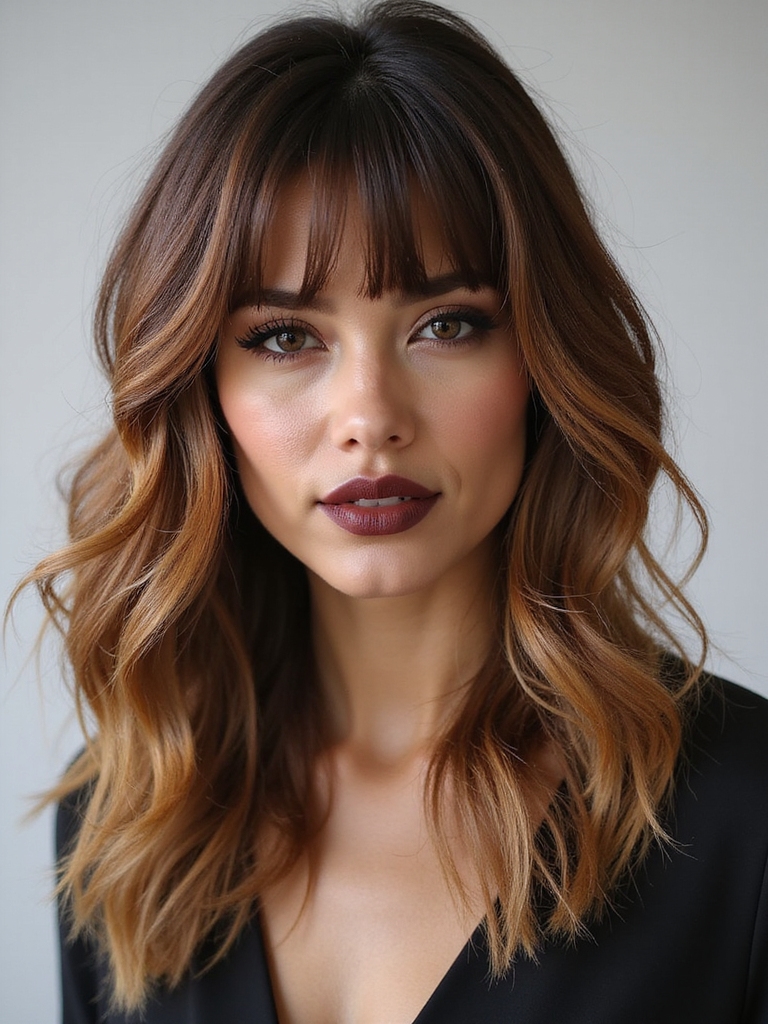 long wolfcut with micro bangs