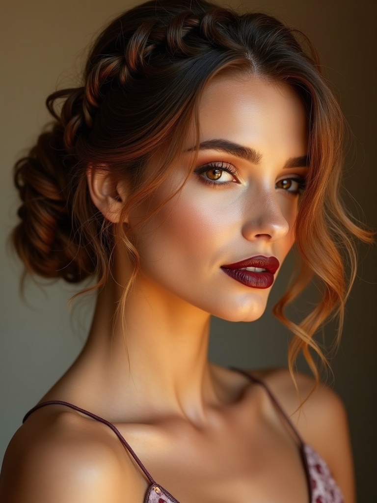 loose braided bun with tendrils