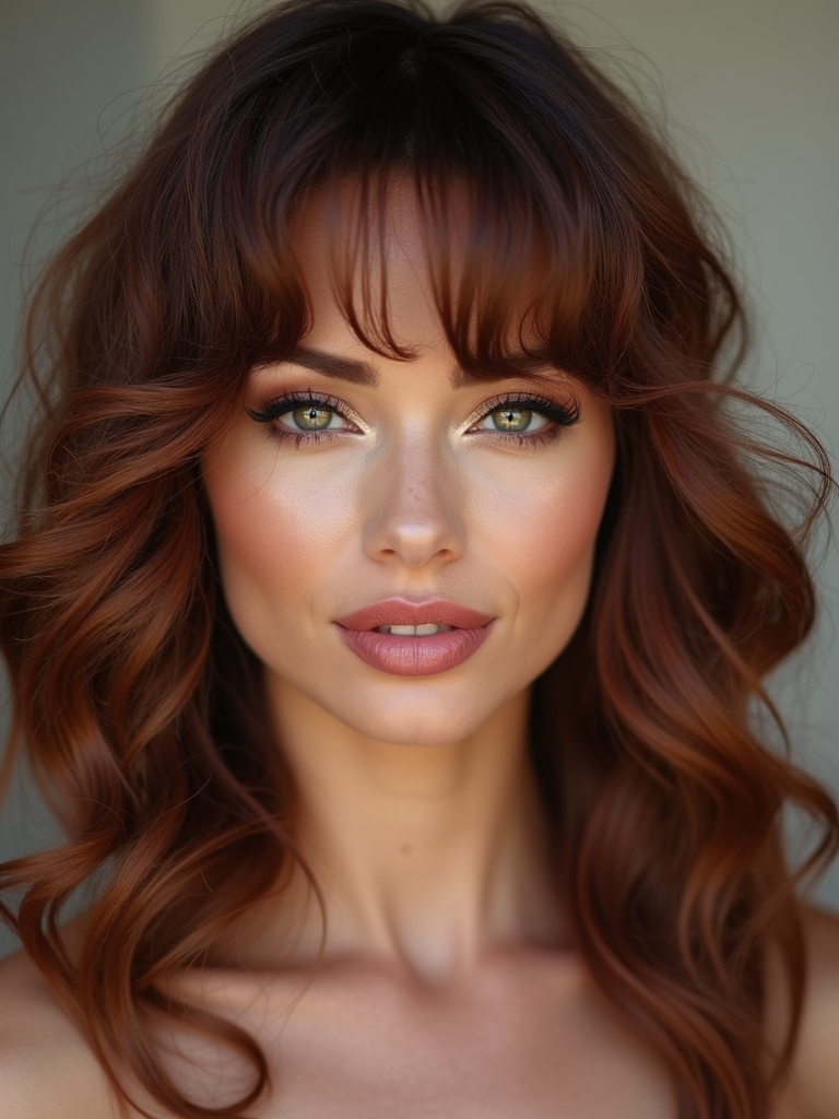 loose cascading curls side swept bangs