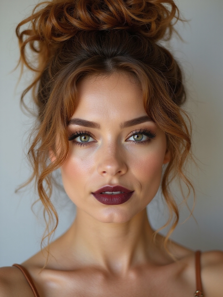 loose high curly bun