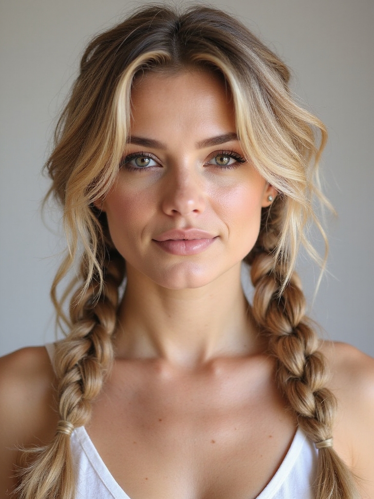 loose textured braided low ponytail