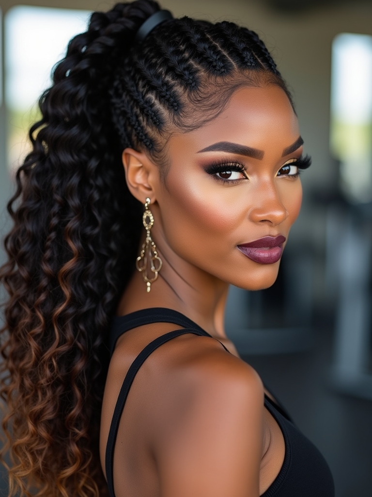 low braided ponytail withguard