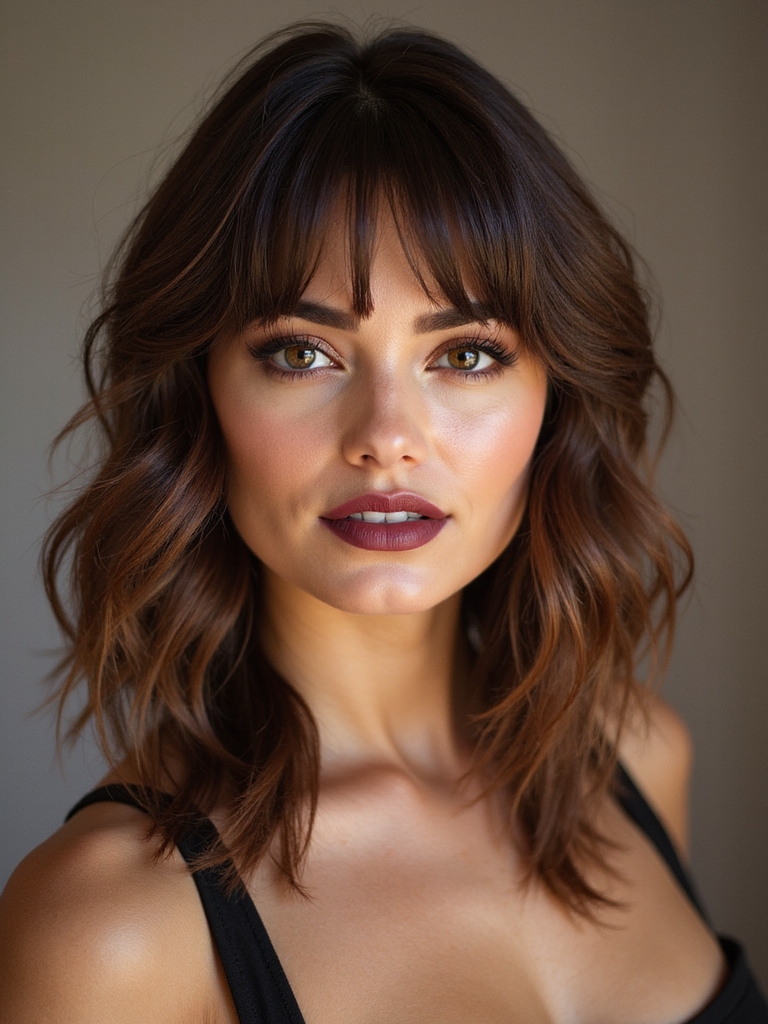 low fuss layered curtain bangs