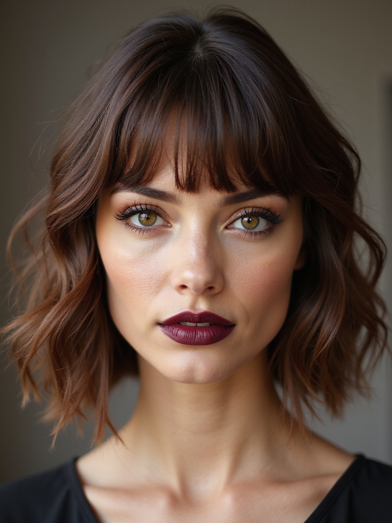 low maintenance lob with curtain bangs