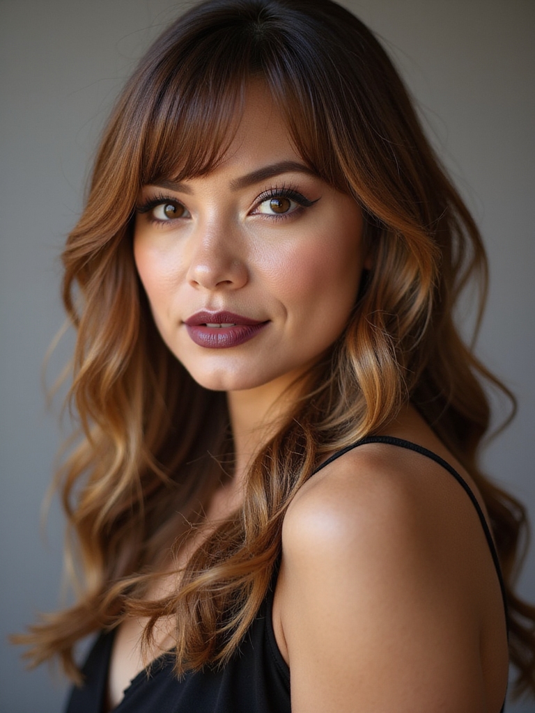 low maintenance textured wispy bangs