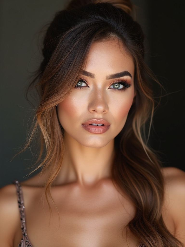 low ponytail deep side bangs