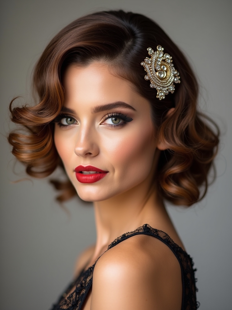 low side swept vintage curl