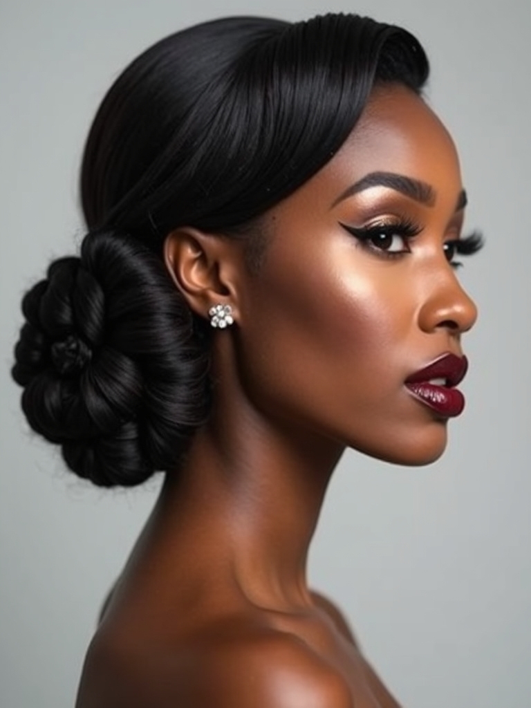 low side swept wig updo