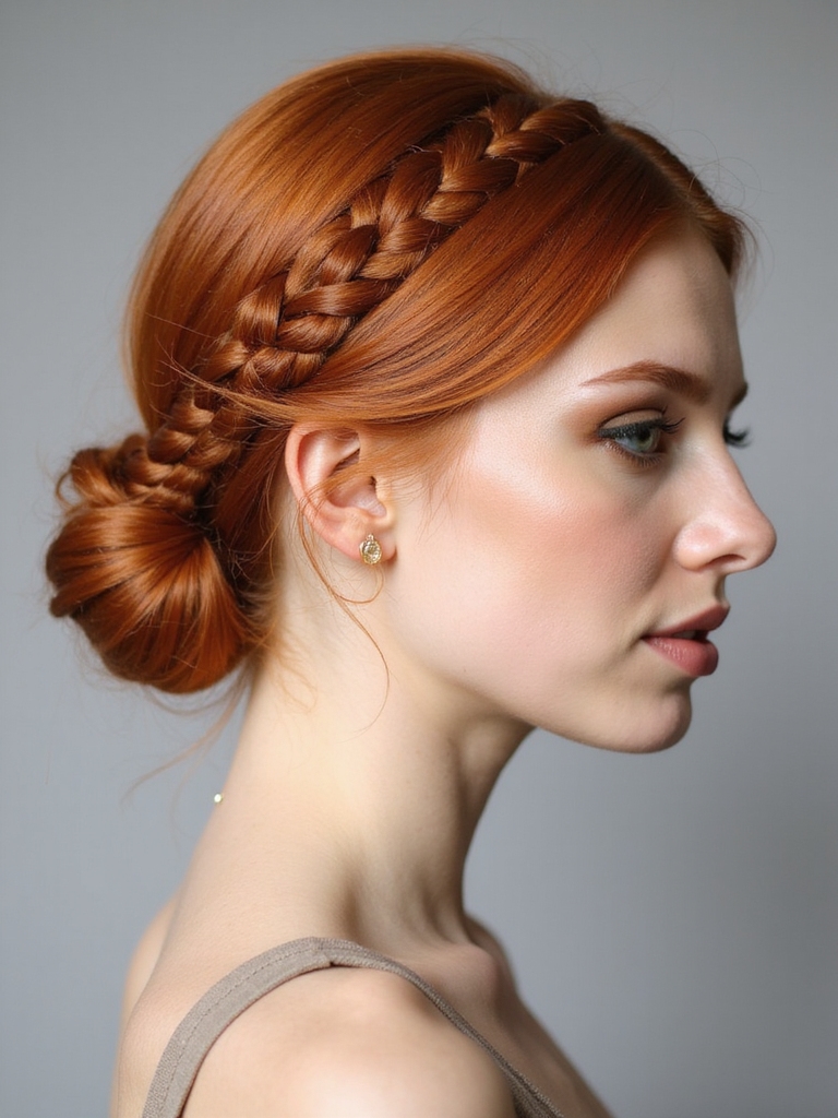 low tucked braided bun