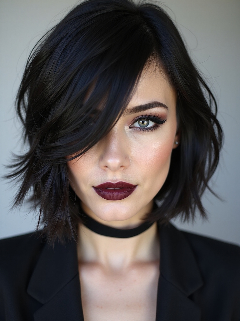 masculine asymmetrical emo bangs
