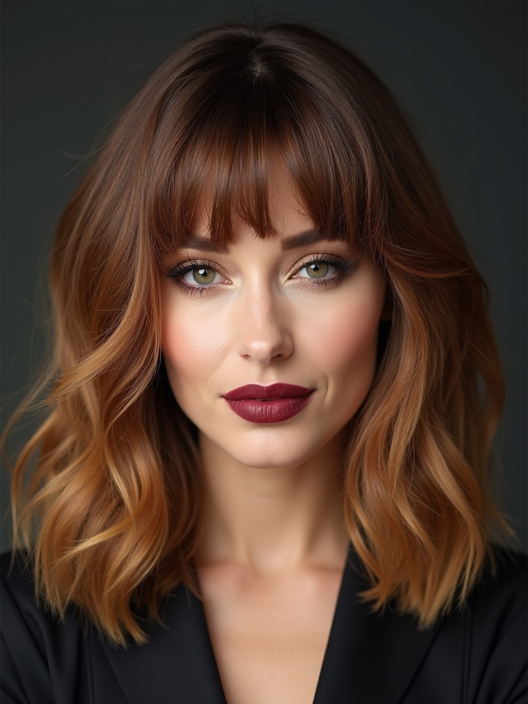 medium curtain bangs layered