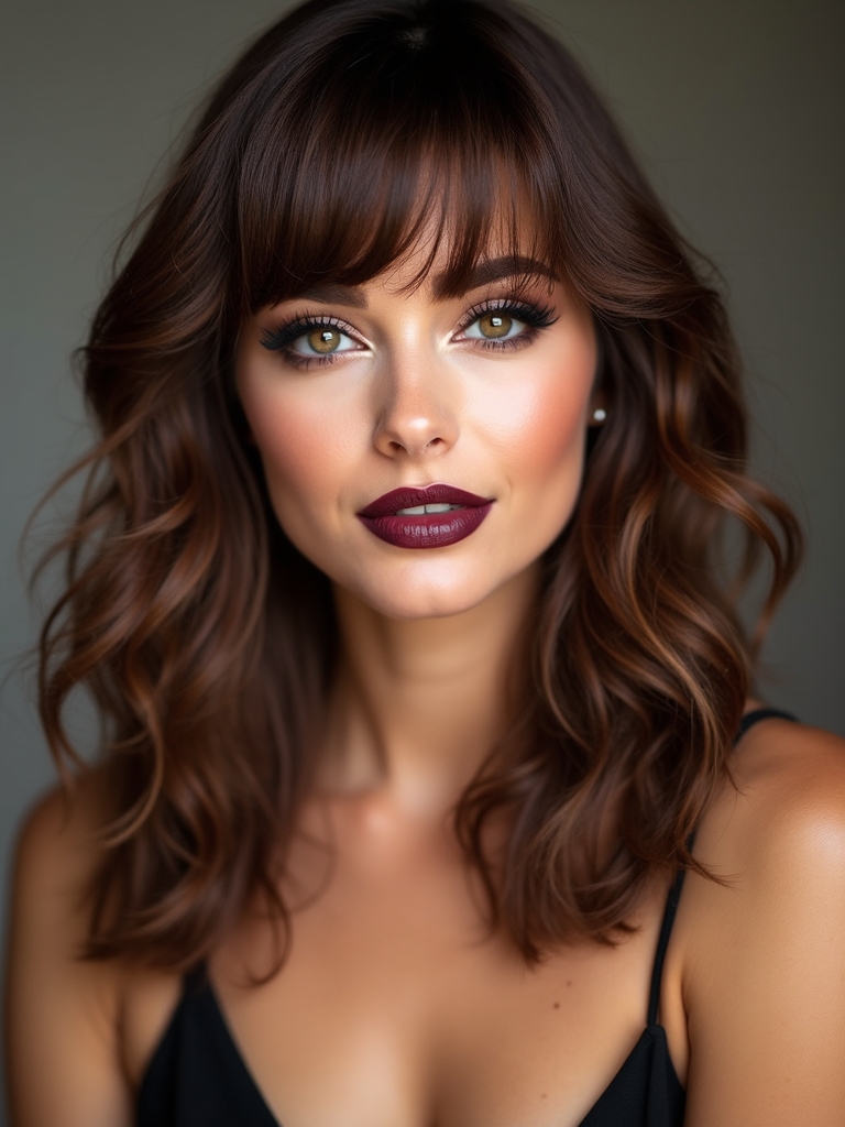 medium length curtain bang styles