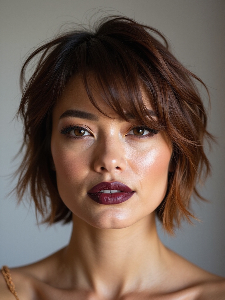 messy cropped hair with fringe
