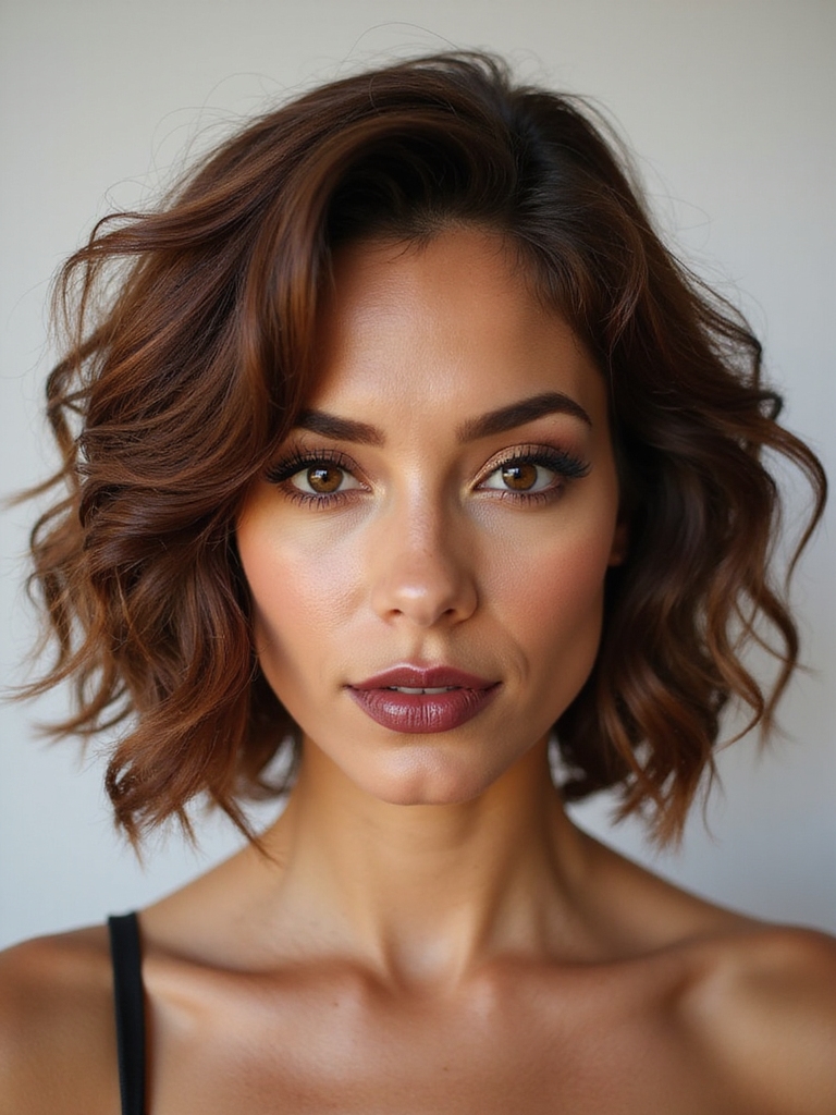 messy curly bob with layers