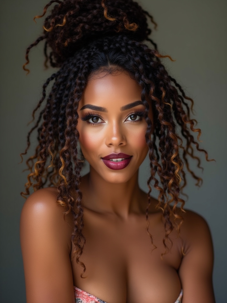 messy curly wispy topknot