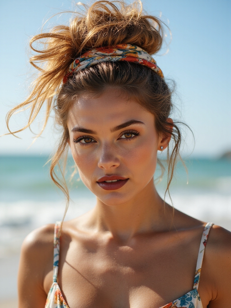 messy top knot with scarf