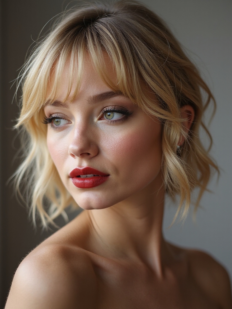 micro bangs tailored to face