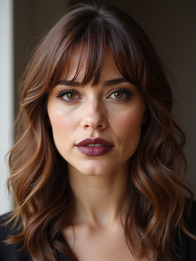 mid length face framing swept bangs