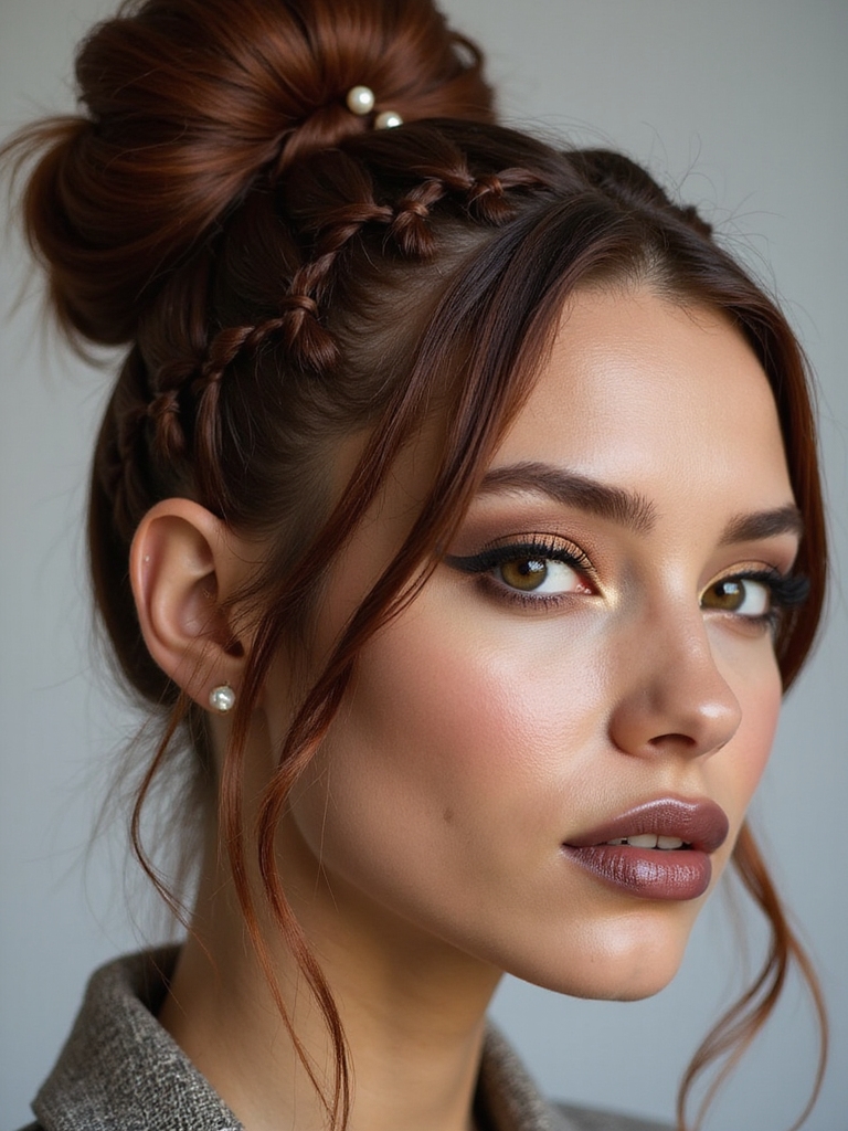 mini braids woven into bun