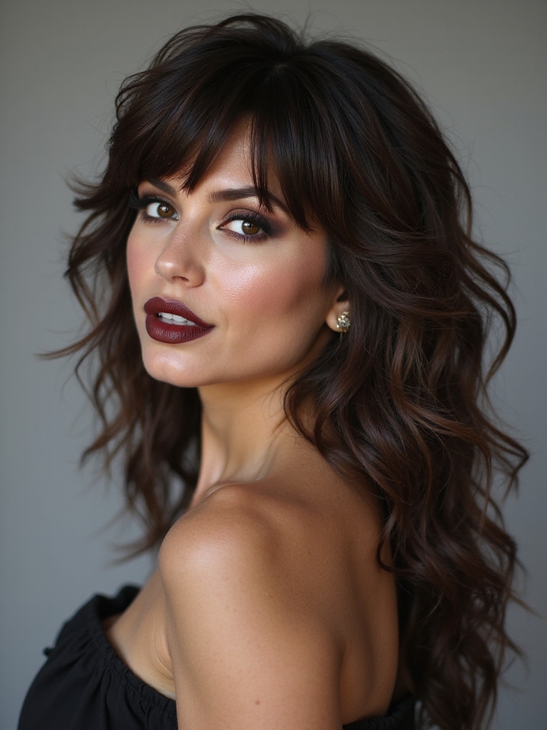 mullet inspired wolfcut with razor fringe