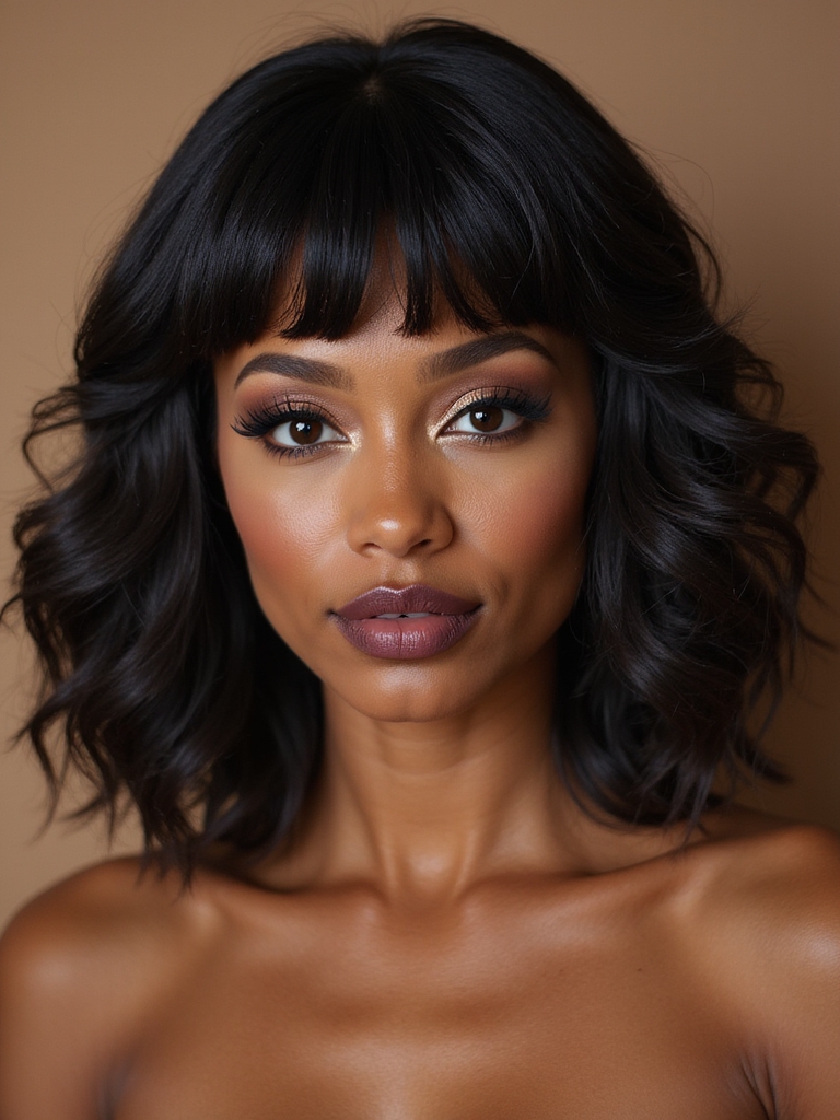 natural curtain bangs shine