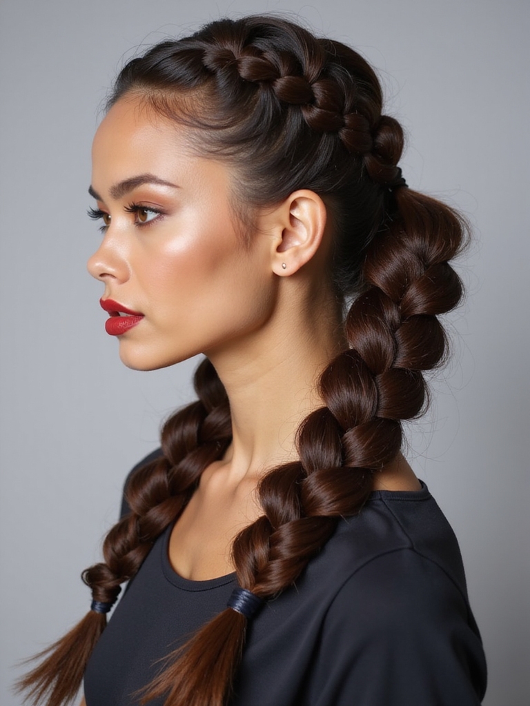 neat tight polished braided ponytails