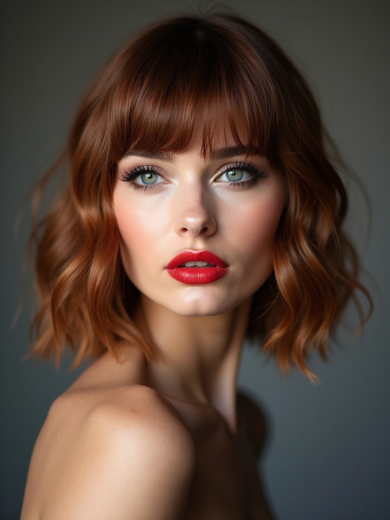 off center micro bangs slimming