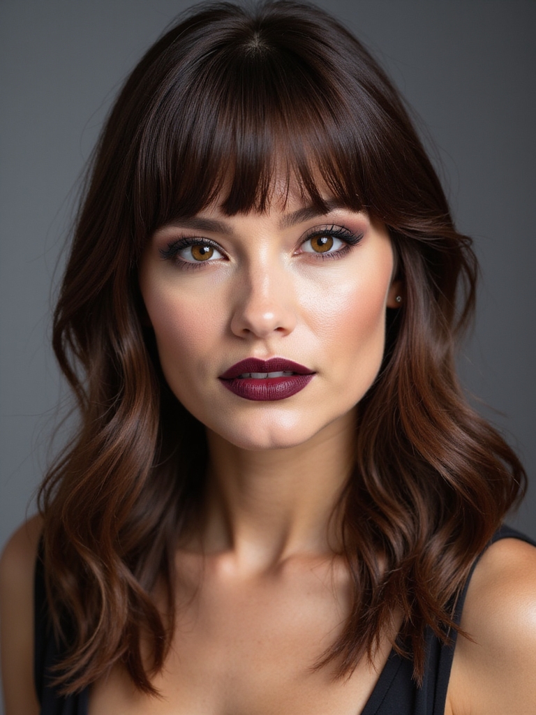 off center tapered curtain micro bangs