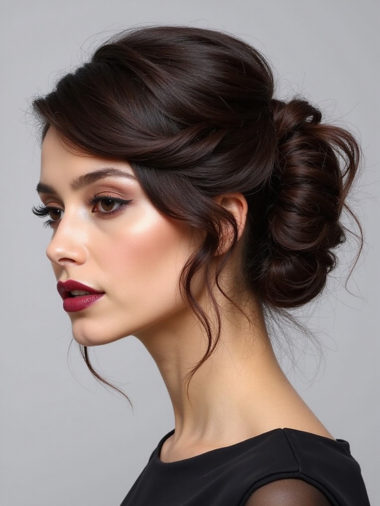 off center twisted messy updo