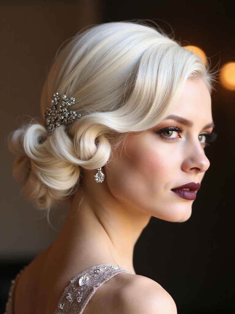 old hollywood finger wave updo