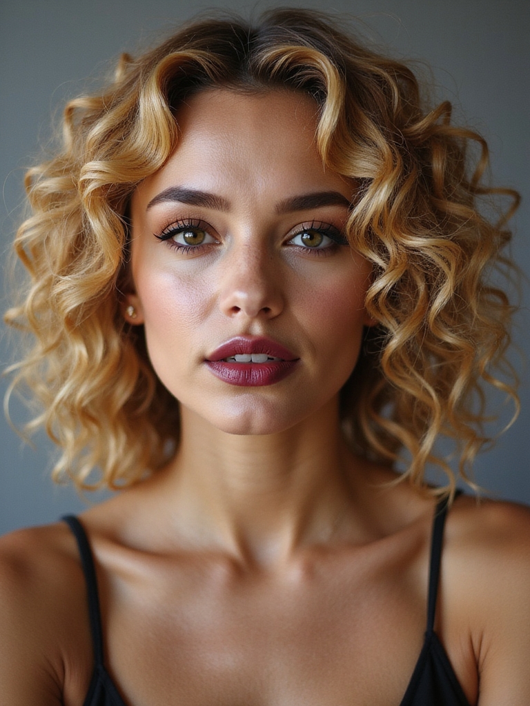 piecey center parted tiny ringlets