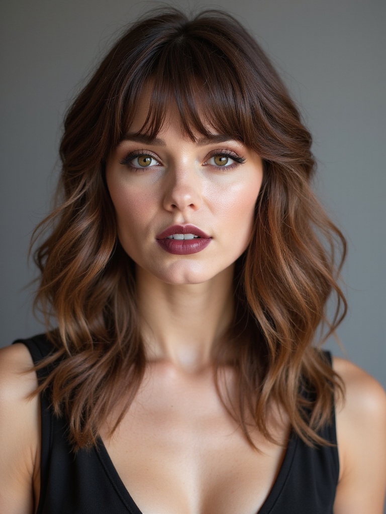 piecey feathered v bang styling