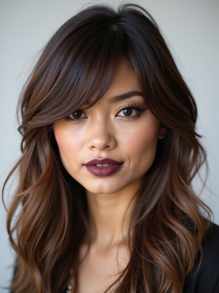 piecey layered side swept bangs