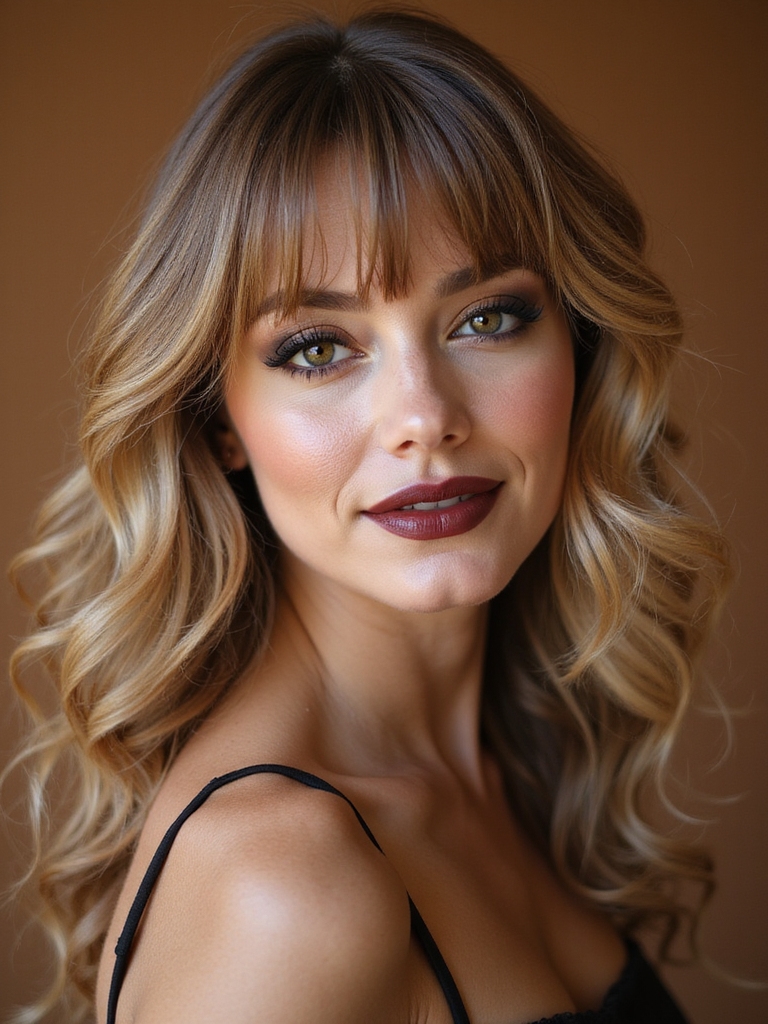 piecey side bangs permed waves