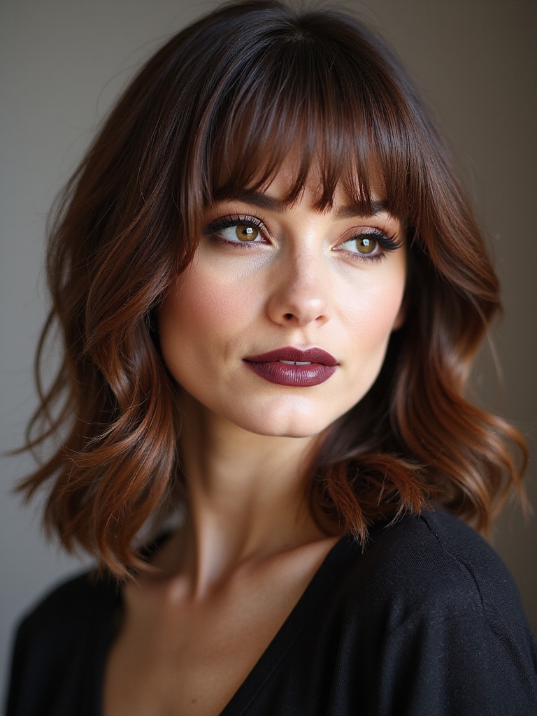piecey side bangs sculpt cheeks