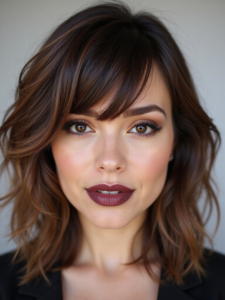 piecey textured playful side bangs