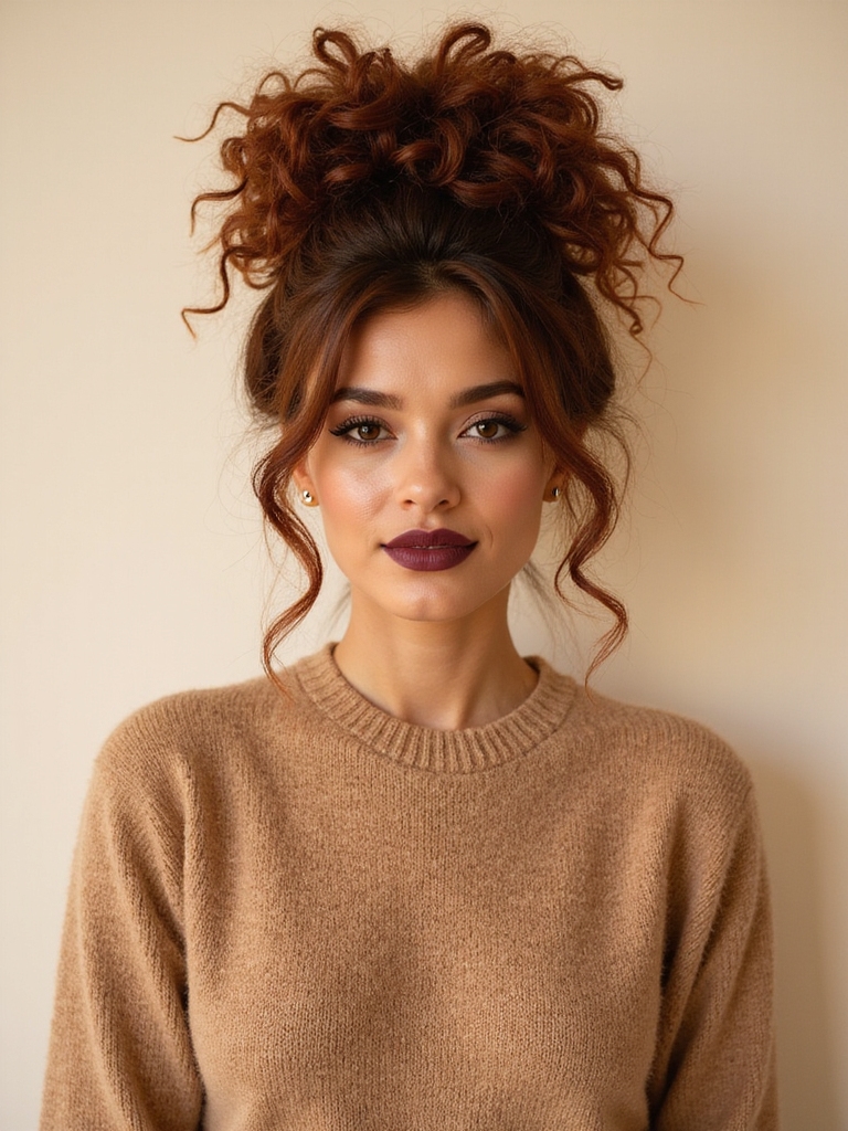pineapple updo for curls