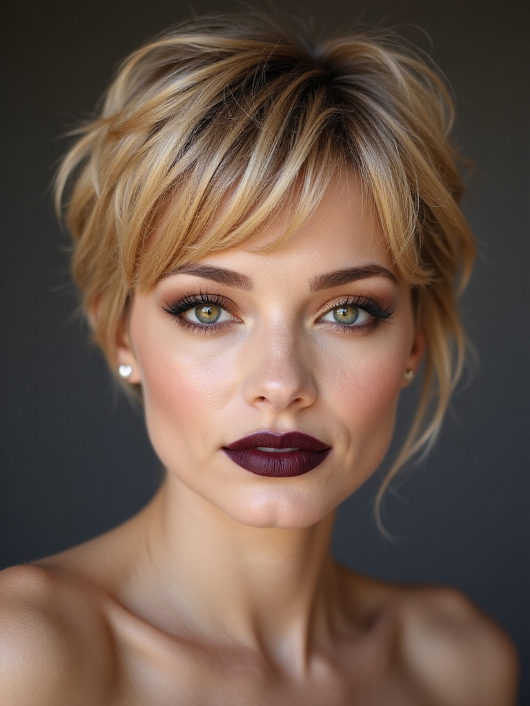 pixie cut with curtain bangs