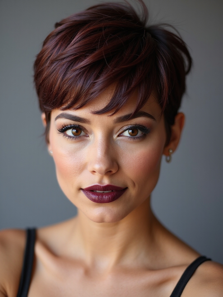 pixie with dramatic sidebang