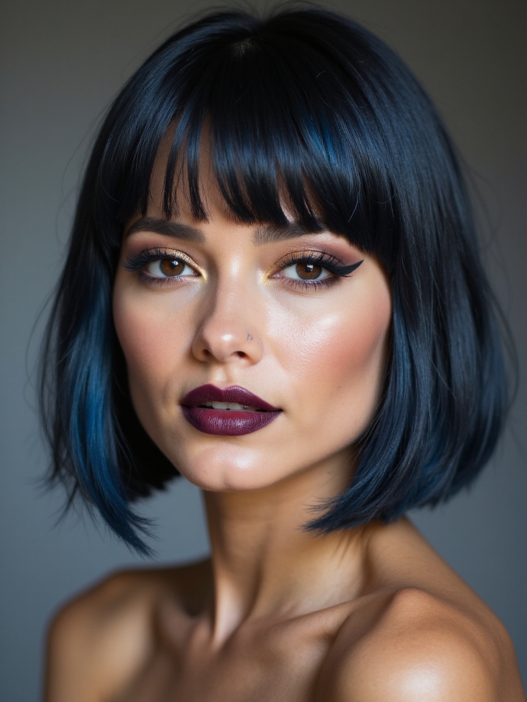 playful angled low fuss bangs