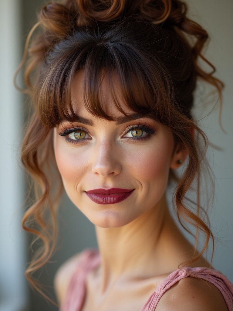 playful curly top knot
