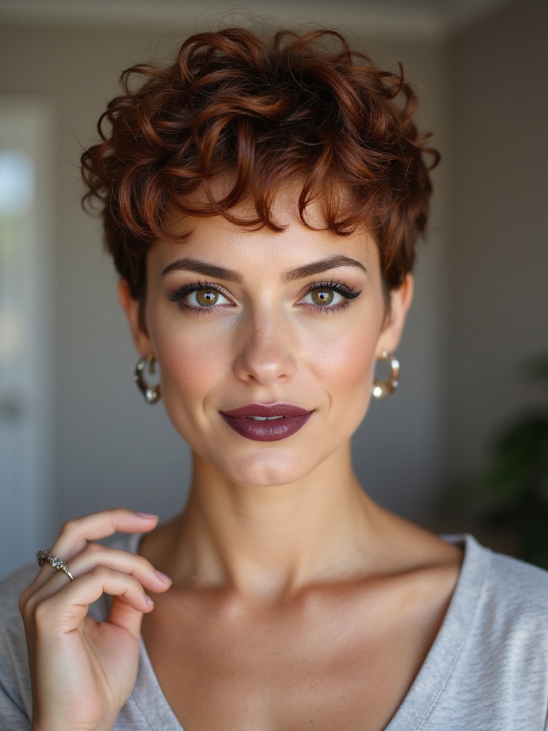 playful defined curly pixie