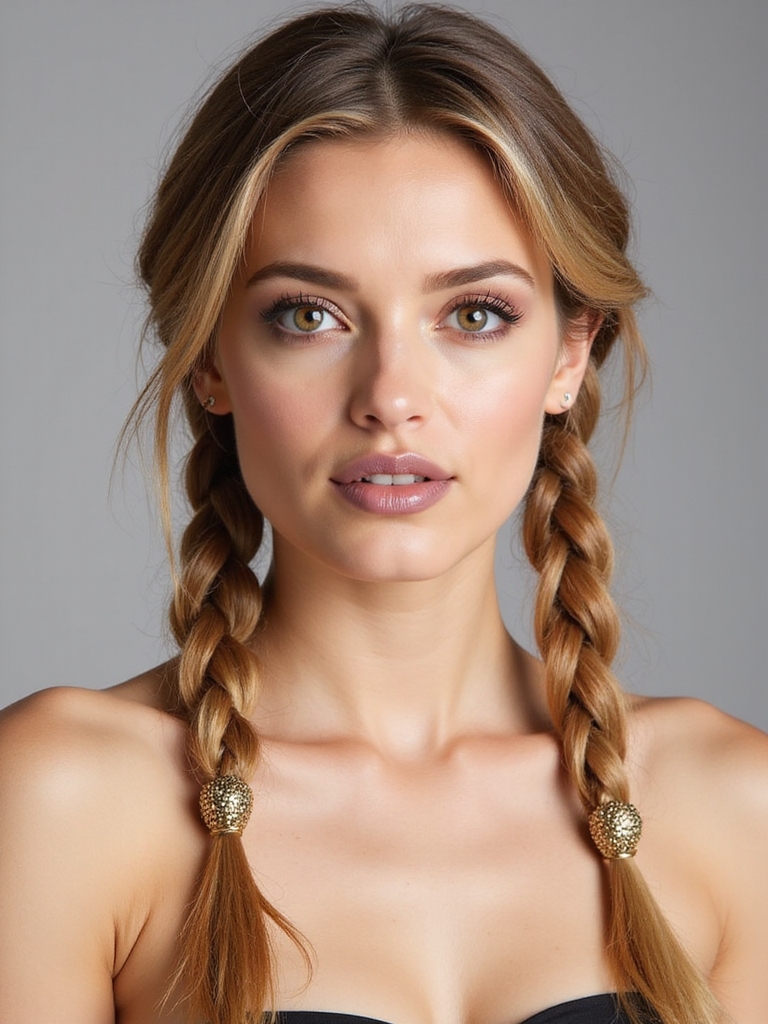 playful double braided ponytails