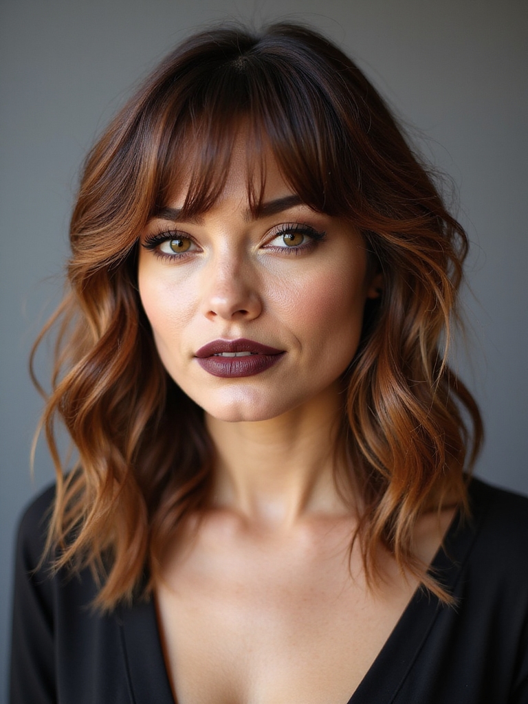 playful mid length layered bangs