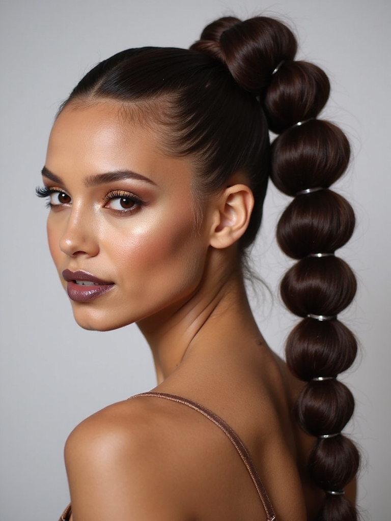 playful puffed bubble ponytail
