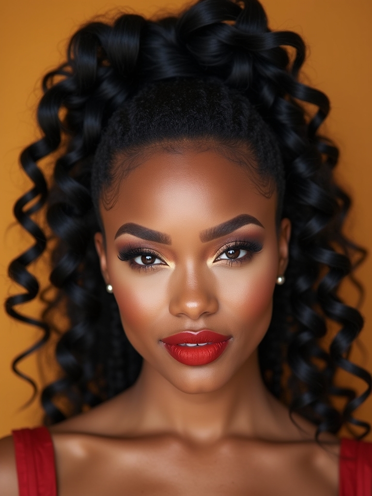 polished high ringlet ponytail